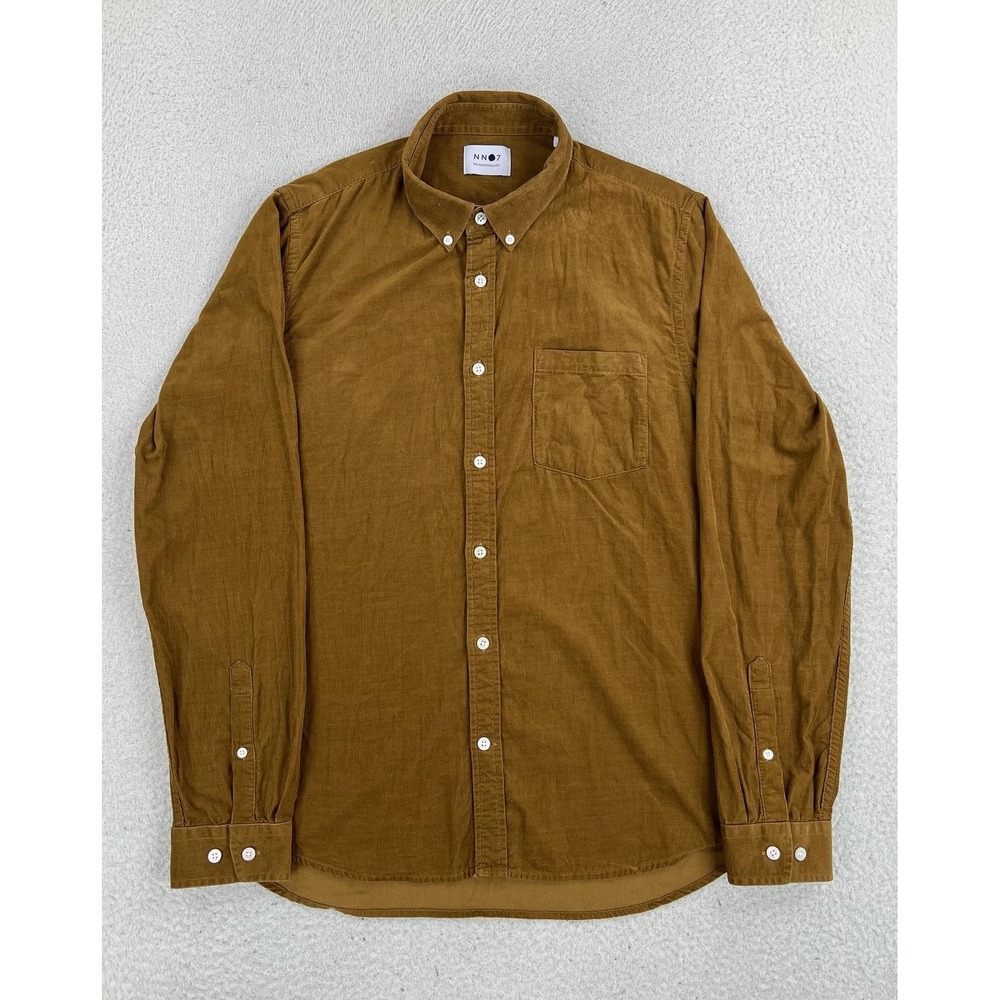 NN07 Shirt Mens Large Brown Sixten 5723 Corduroy Long Sleeve Button Up Casual